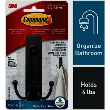 Lrg Dbl Bath Hook Black