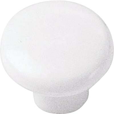 KNOB 1 1/4" PLASTIC WHITE