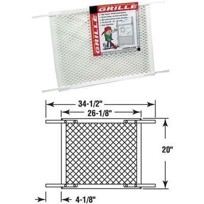 Prime-Line Make-2-Fit 34.5 In. x 20 In. White Plastic Door Grille for 36 In.