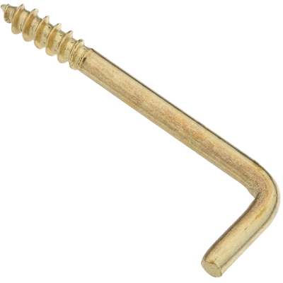 HOOK SCREW SQ.BEND 13/8 BRASS