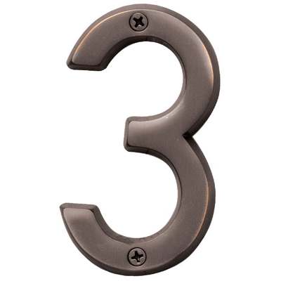 Oil Rubbed Bronze 3" house metal number 3 