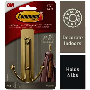 SATIN BRASS DOUBLE ADHESIVE HOOK