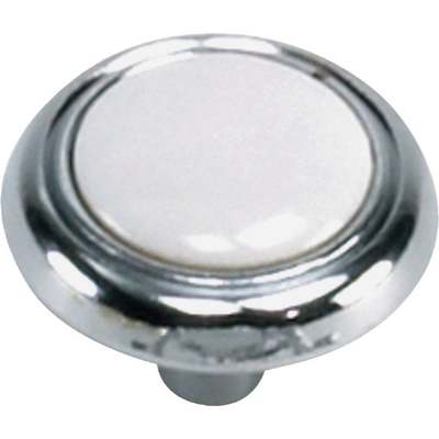 1-1/4" WH/CHROME KNOB