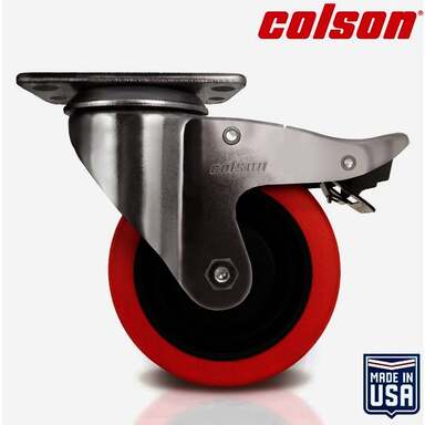 4" Red Swivel Caster w/ Brake