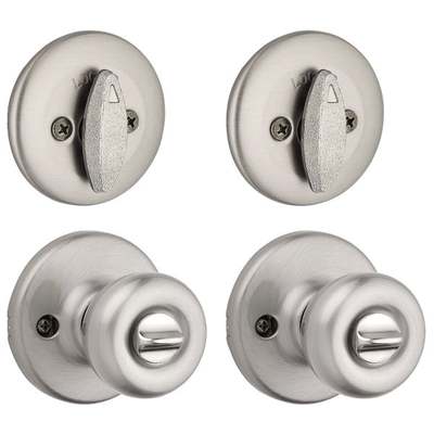 STN/CHRM DEADBOLT&KNOB