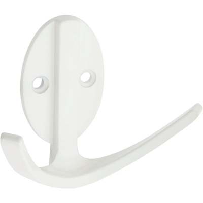 3" WHT DOUBLE ROBE HOOK