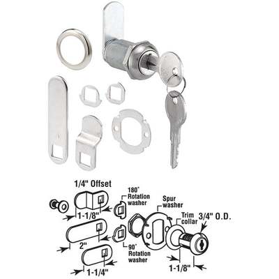 Defender Security 3/4" Steel Drawer & Cabinet Lock - Keyed Different