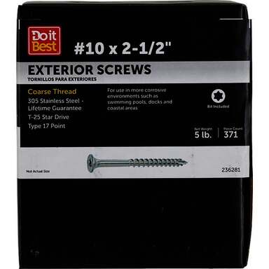 5LB #10 2-1/2 SS DECK SCREW TORX