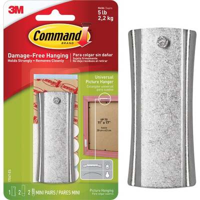 Command Sticky Nail Sawtooth Hanger, White, 1 Hanger, 2 Large Strips, 2 Sets