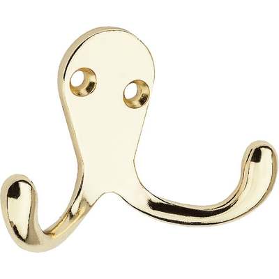 HVY DUTY DBL CLOTHES HOOK BRASS