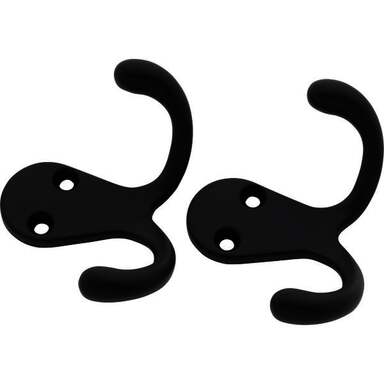 2PK BLK DBL CLTH HOOK V