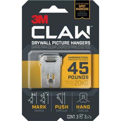 3m Claw 45lb Picture Hanger 3/ct