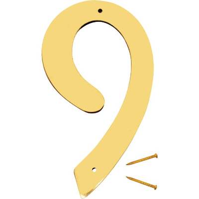 4" SOLID BRASS NUMBER 9*********