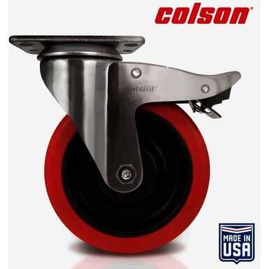 5" Red Swivel Caster w/Brake