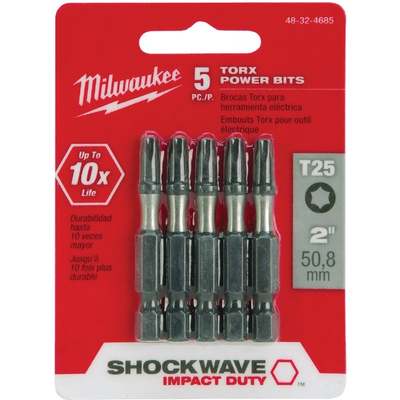 Milwaukee SHOCKWAVE T25 TORX 2 In. Power Impact Screwdriver Bit (5-Pack)