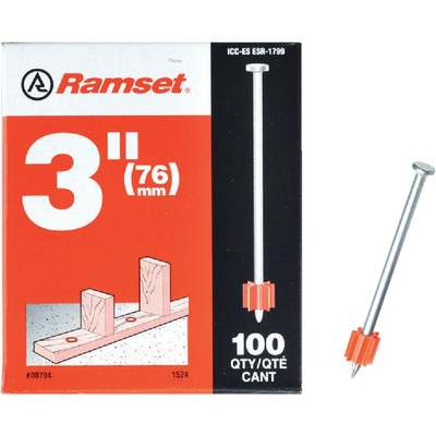 100pk 3" Fastening Pin Ramset