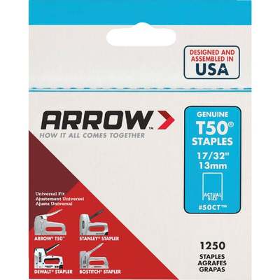 Arrow T50 Heavy-Duty Staple, 17/32 In. (1250-Pack)