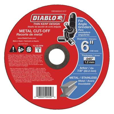 Diablo Type 1 6 In. x 0.045 In. x 7/8 In. Metal Cut-Off Wheel
