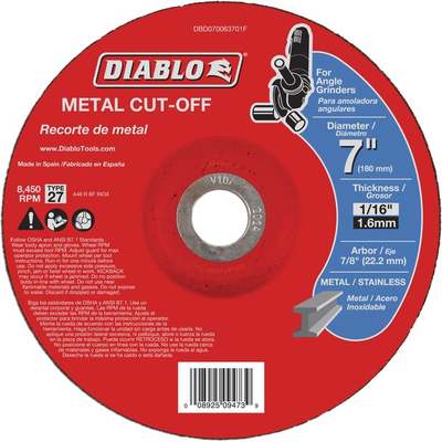 Diablo Type 27 7 In. x 1/16 In. x 7/8 In. Metal Cut-Off Wheel