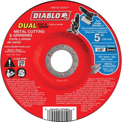 Diablo Type 27 5 In. x 1/8 In. x 7/8 In. Metal/Stainless Grinding Cut-Off