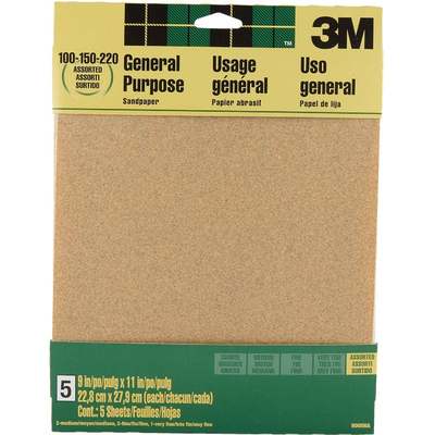 5PK 9X11 ASTD SANDPAPER