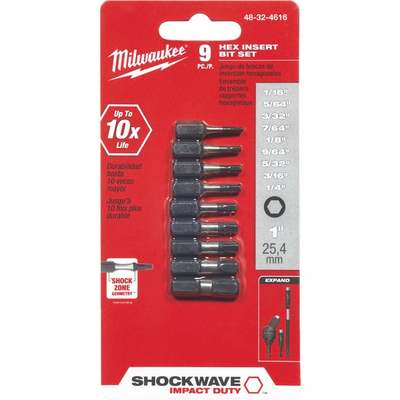 9PC IMPCT 1" HEX BIT SET