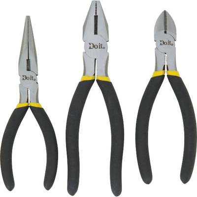 Do it 6 In. Long Nose, 6 In. Diagonal and 7 In. Linesman Plier Set (3-Piece)