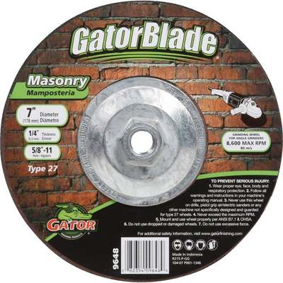 Gator Blade Type 27 7 In. x 1/4 In. x 5/8 In.-11 Masonry Cut-Off Wheel