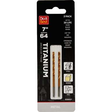 BIT DRILL 7/64"TITANIUM  2PK