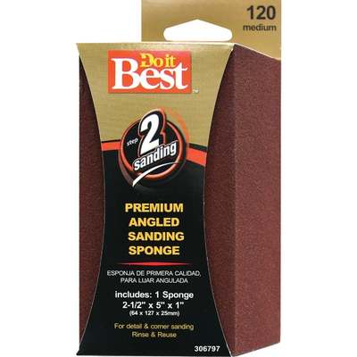 Do it Best Angled 2-1/2 In. x 5 In. x 1 In. 120 Grit Medium Sanding Sponge