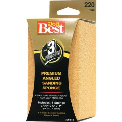 Do it Best Angled 2-1/2 In. x 5 In. x 1 In. 220 Grit Fine Sanding Sponge