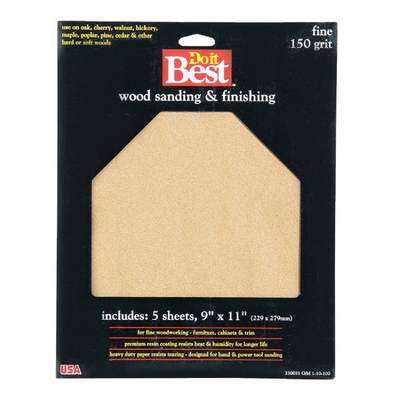 Do it Best Bare Wood 9 In. x 11 In. 150 Grit Fine Sandpaper (5-Pack)