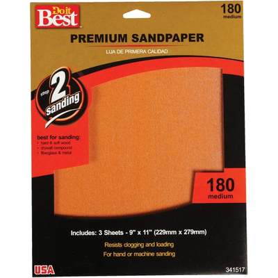 *SANDPAPER 9X11 180GRIT*********