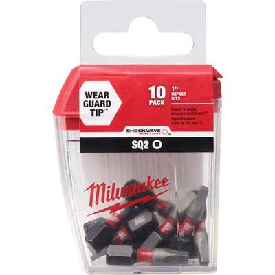 10PK #2 1" SQ RECESS BIT