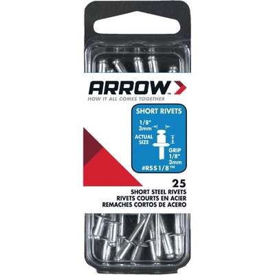 25pk 1/8" SHORT STEEL RIVET