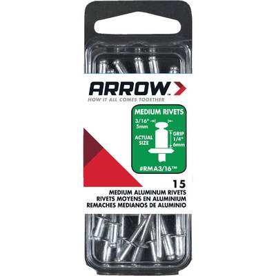 15pk 3/16" MED ALUM RIVET