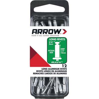 12pk 3/16" LONG ALUM RIVET