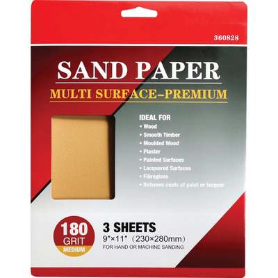 9X11 180GR 3PK SANDPAPER