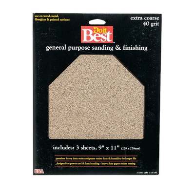 Do it Best General Purpose 9 In. x 11 In. 40 Grit Extra Coarse Sandpaper