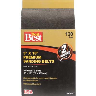 Do it Best 3 In. x 18 In. 120 Grit Heavy-Duty Premium Sanding Belt (2-Pack)