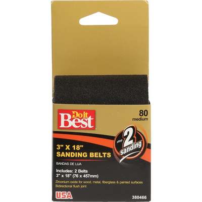 Do it Best 3 In. x 18 In. 80 Grit Heavy-Duty Premium Sanding Belt (2-Pack)