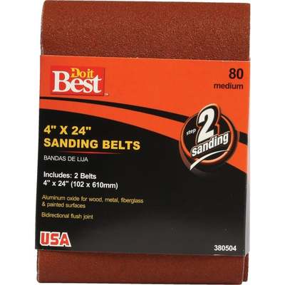 Do it Best 4 In. x 24 In. 80 Grit Heavy-Duty Sanding Belt (2-Pack)