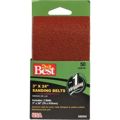 Do it Best 3 In. x 24 In. 80 Grit Heavy-Duty Sanding Belt (2-Pack)