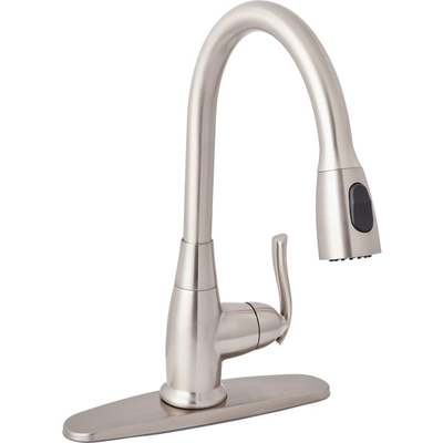 Home Impressions 1-Handle Lever Pull-Down Kitchen Faucet, Brushed Nickel