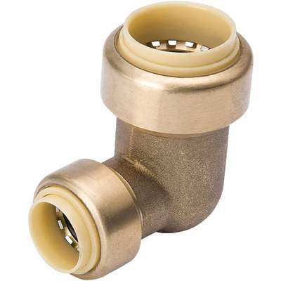 ProLine 3/4 In. PF x 1/2 In. PF 90 Deg. Push Fit Brass Elbow (1/4 Bend)