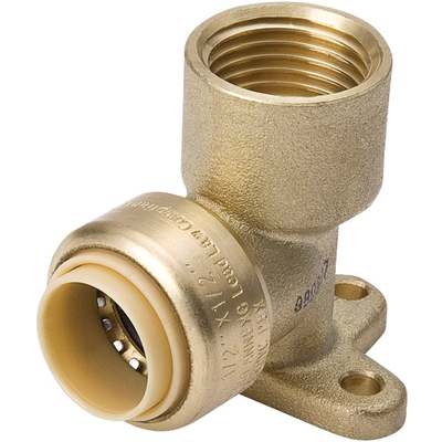 ProLine 1/2 In. F x 1/2 In. PF 90 Deg. Push Fit Drop Ear Brass Elbow (1/4