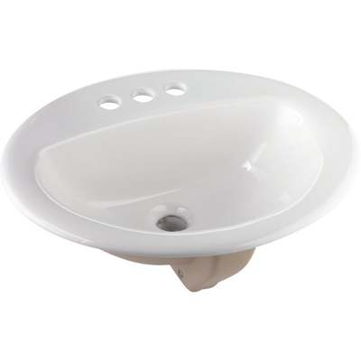 WHITE OVAL LAVATORY SINK ENAMEL