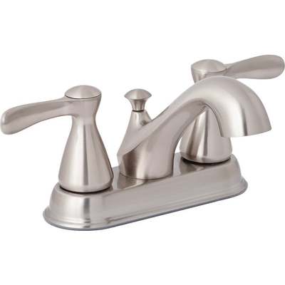 Home Impressions Traditional Brushed Nickel 2-Handle Lever 4 In. Centerset
