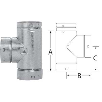 4" B-VENT GAS PIPE TEE