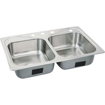 7" SS DOUBLE BOWL SINK